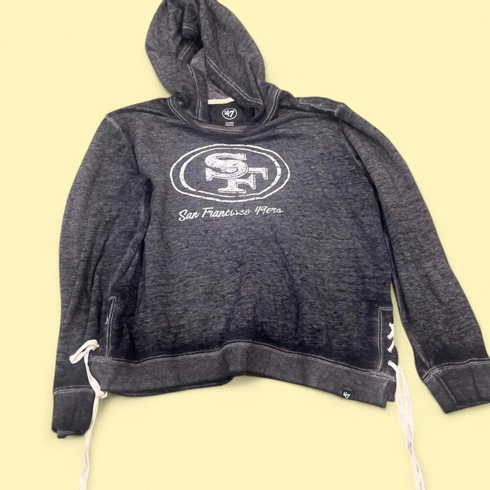 49 ers Women's Grey and Black Hoodie